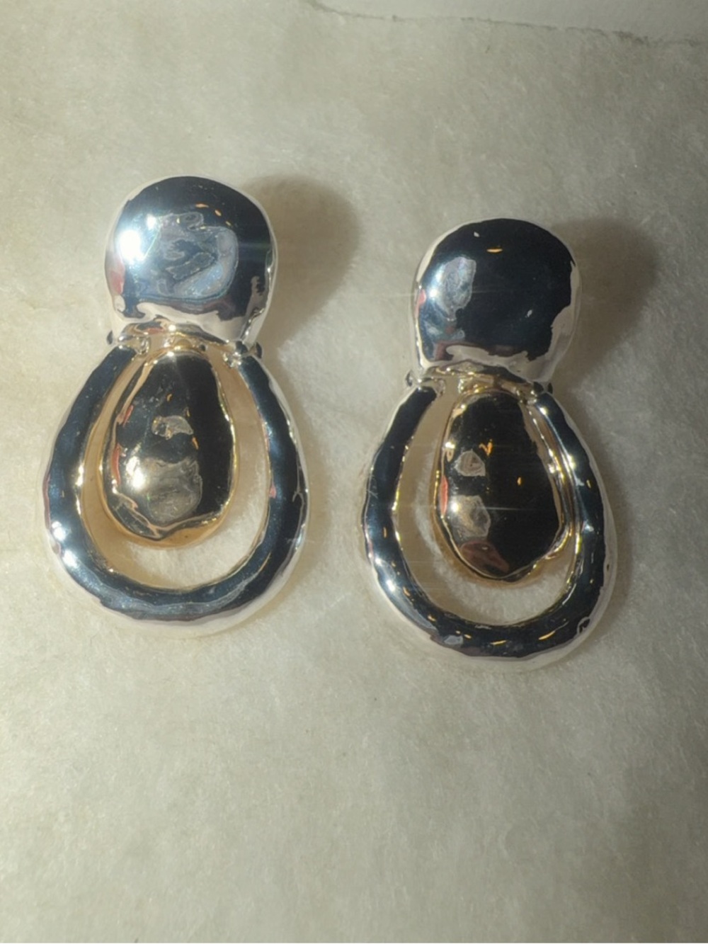 Gold and Silver Double Hoop Drop Earrings - Women Jewelry